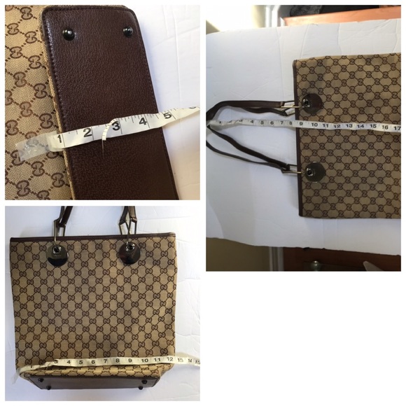 GUCCI GG Monogram Large Eclipse Tote Shoulder Bag Canvas Leather Purse Brown - Picture 14 of 17